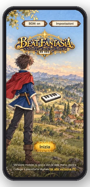 La schermata del titolo di Beat Fantasia su uno smartphone